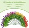 Artificial Fake Mums Plants Flowers Outdoor Spring Decoration, 12 Bundles Faux Silk Colorful Daisy Realistic Eucalyptus UV Resistant for Outside Home Porch Patio Yard Planter Decor